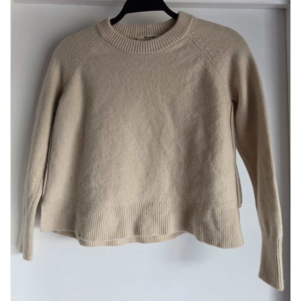 Madewell Cashmere Wool Crew Neck Pullover Sweater XS Beige Long Sleeve Knit